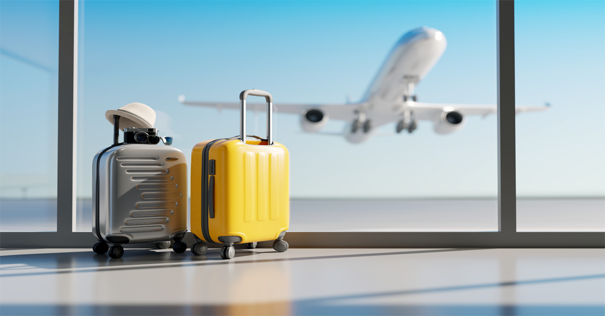 travel suitcases at an airport